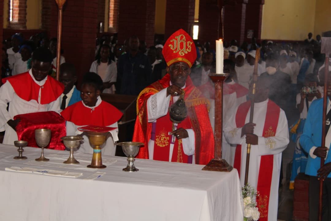 Celebrating the Eucharist in the Cathedral of St. Luke's Msoro during ordination